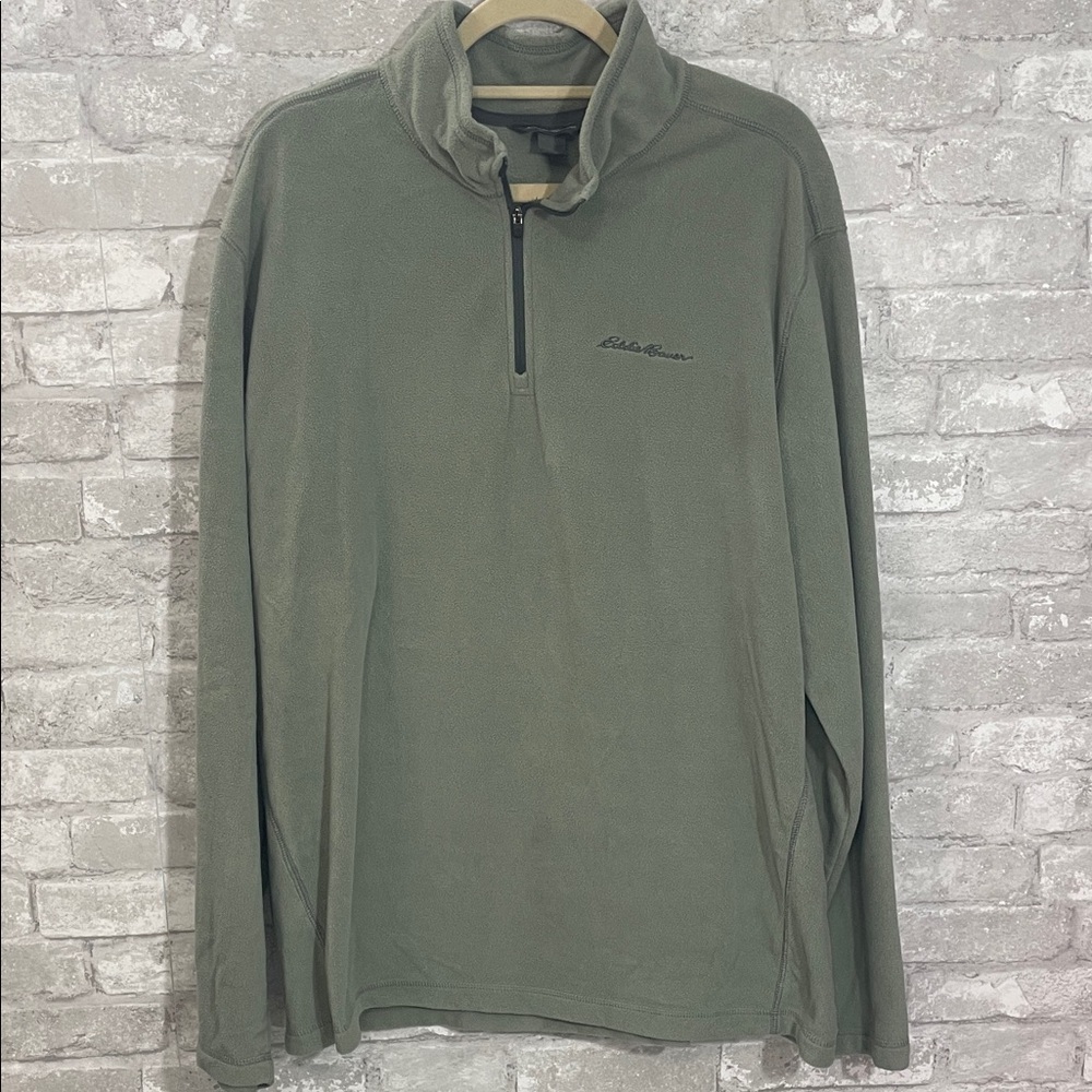 Eddie Bauer Olive Quarter-Zip Fleece